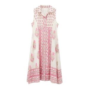 NWT Islapayal Windsor Midi Dress Floral L Jaipur Pink Cotton Prairie Boho Luxury